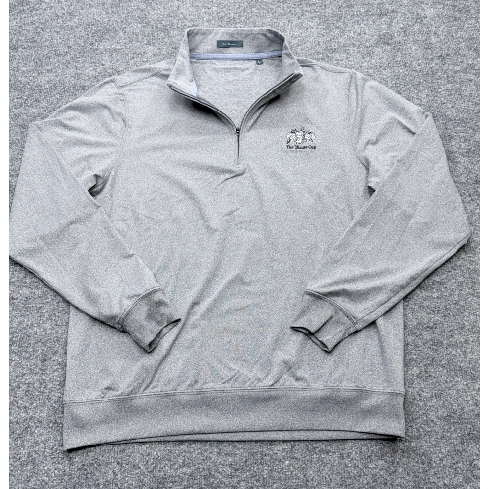 Turtleson Mens L Quarter Zip Pullover Heather Gray The Player Cup Golf Sweater